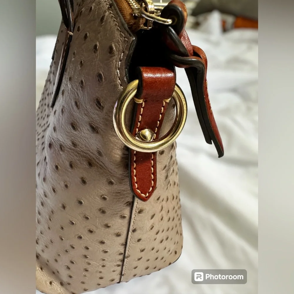 DOONEY & BOURKE| Ostrich Celeste Satchel| Light Taupe - Picture 7 of 13